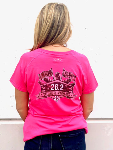 Women's Short Sleeve 26.2 V-Neck Pink