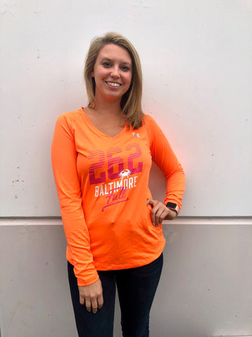 Women's Long Sleeve Striped 26.2 Orange
