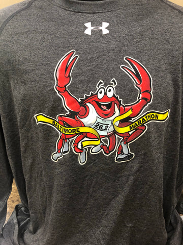 Blue the Crab Women's Long Sleeve Tech Tee - CHARCOAL